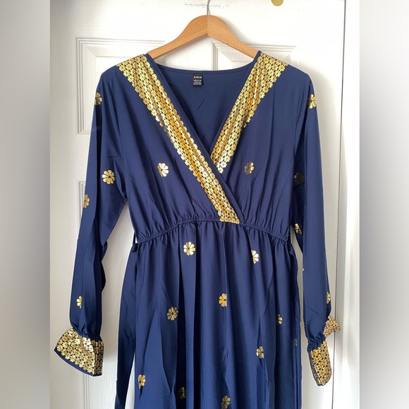 Shein Najma Caftan Dress Abaya Thobe Tie Waist Maxi Dress- Sz L - New - Picture 6 of 7